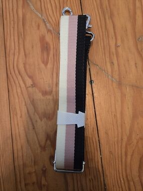 Stella & Dot Black, Pink & Cream Striped Canvas Bag Strap